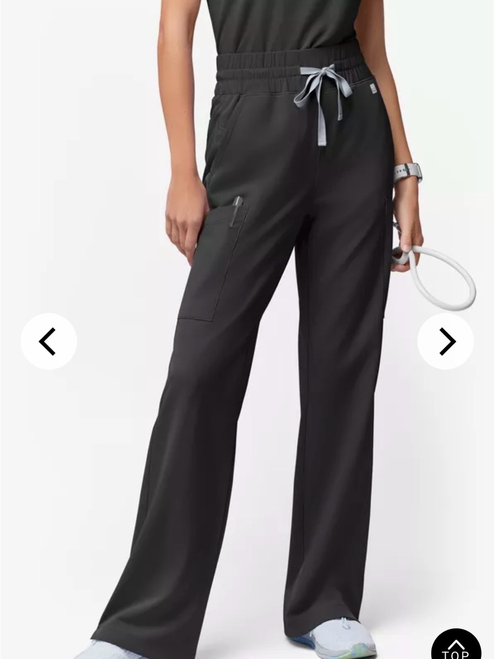Women's Black Wide-Leg Utility Scrub Pants with Drawstring